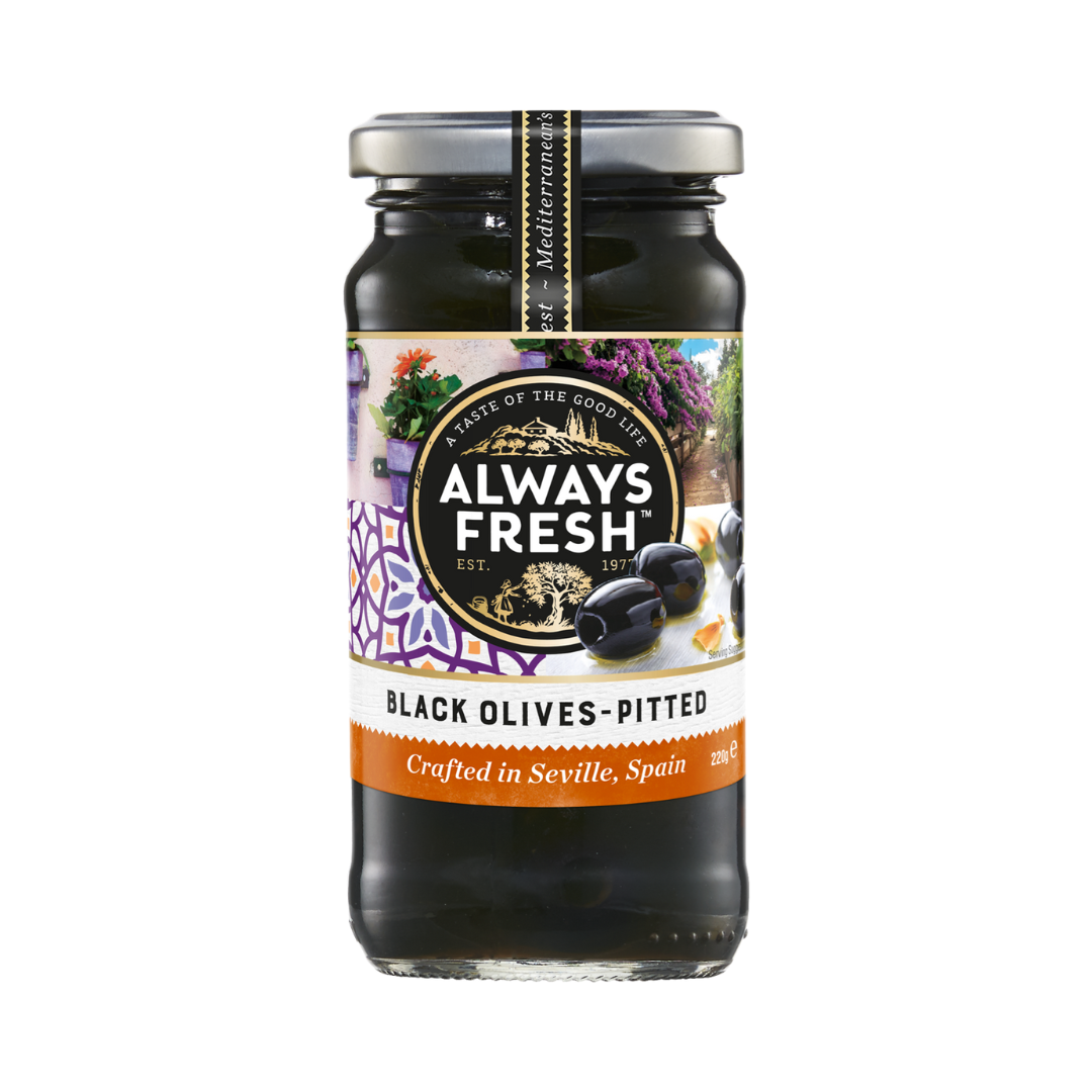 Always Fresh Black Olives Pitted 220g
