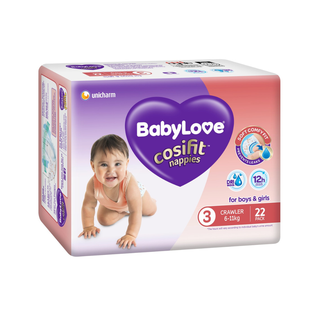 Babylove Nappies Cosifit Crawler 6-11kg 22 Pack