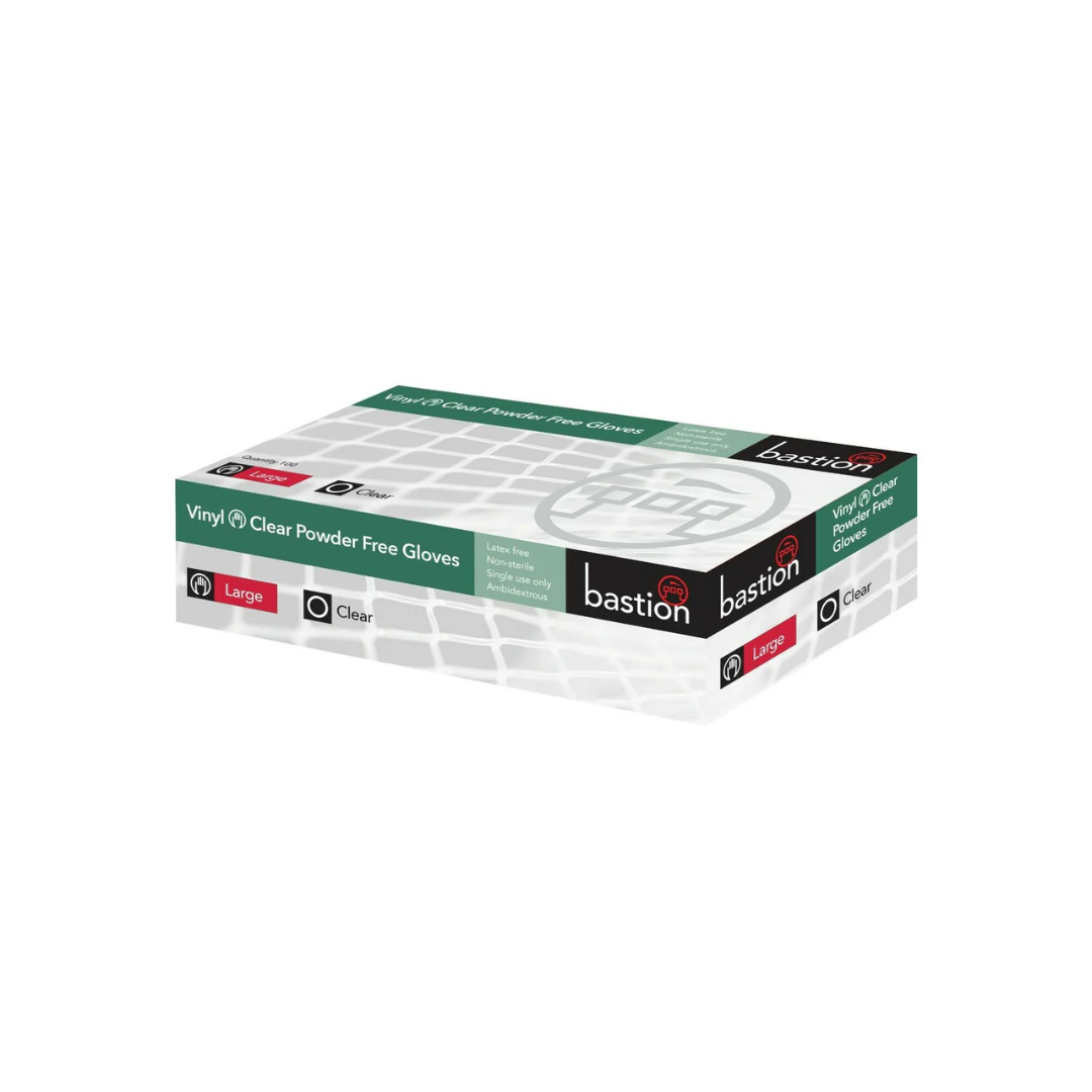 Bastion Glove Vinyl Powder Free Large 100Pk