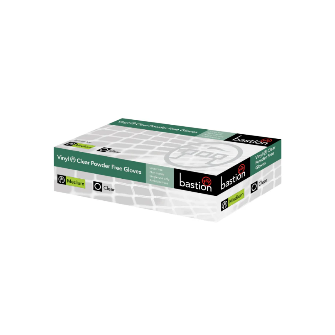 Bastion Glove Vinyl Powder Free Medium 100pack