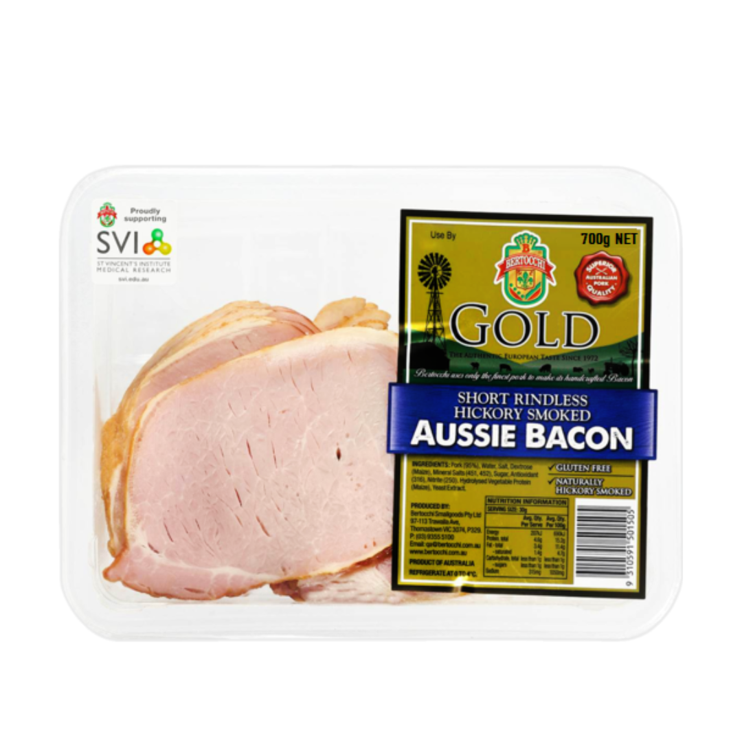Bertocchi Short Rindless Naturally Wood Smoked Bacon 400g