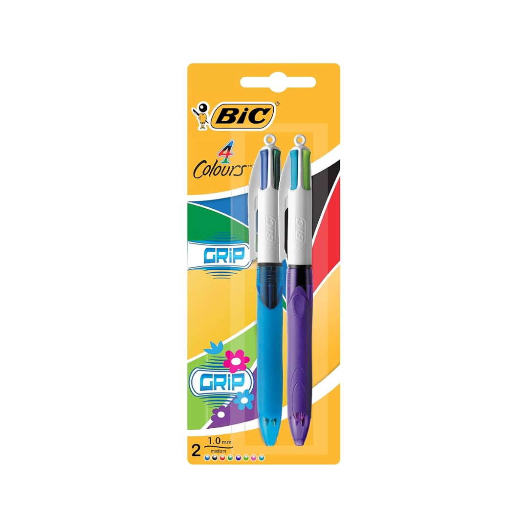 Bic 4 Colour Grip Pen 2 Pack