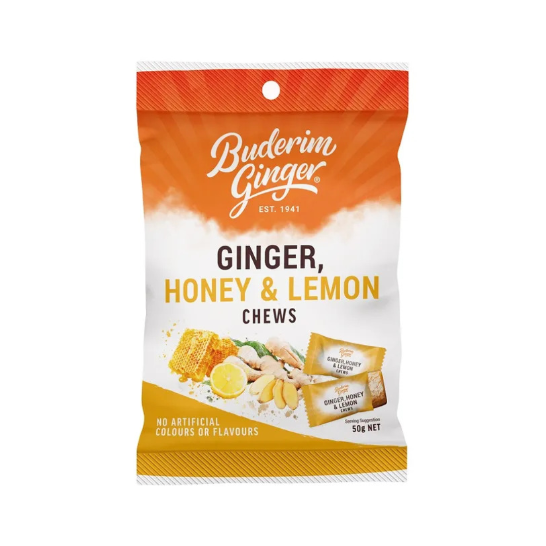 Buderim Ginger Ginger Honey & Lemon Chews 50g