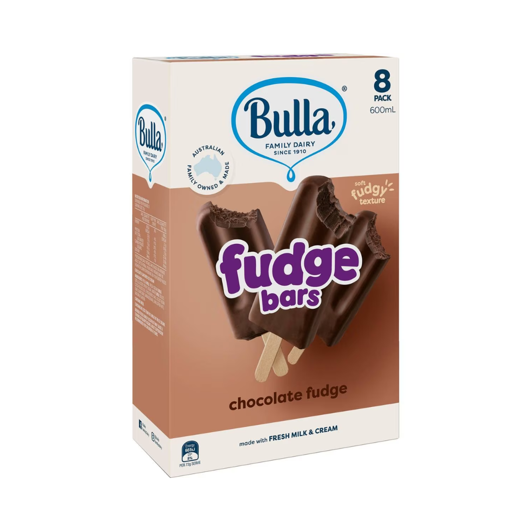 Bulla Choc Fudge Ice Cream Bars 8 Pack