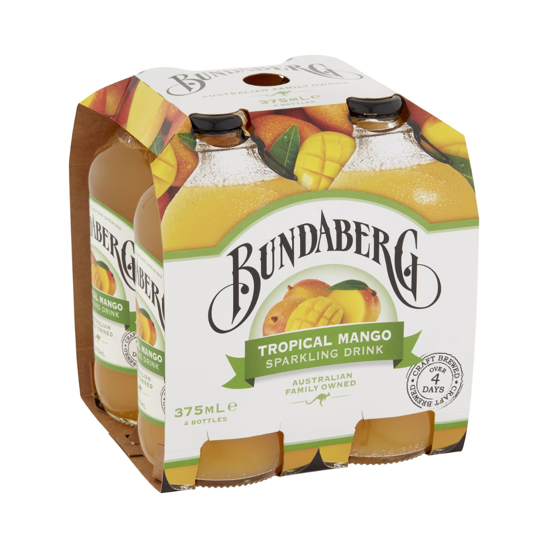 Bundaberg Tropical Mango Sparkling Drink 4x375ml