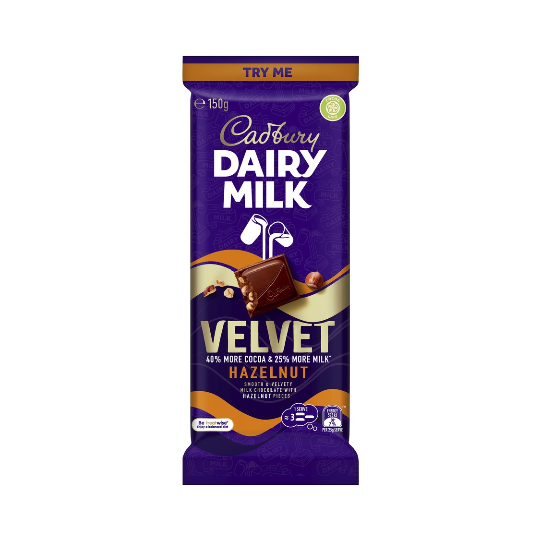 Cadbury Dairy Milk Velvet Hazelnut Block 150g