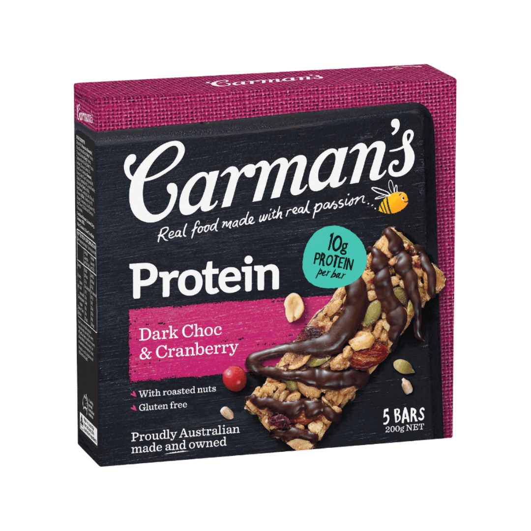 Carman's Dark Chocolate & Cranberry Protein Bar GF 200g  5pk