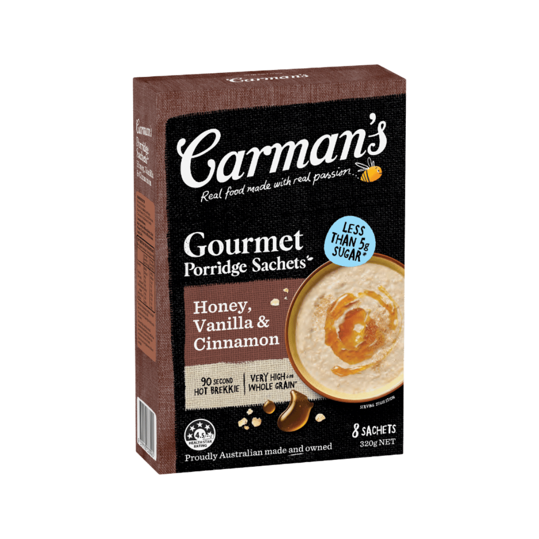 Carman's Instant Oat Sachets Honey, Vanilla & Cinnamon 40g x 7 Pack