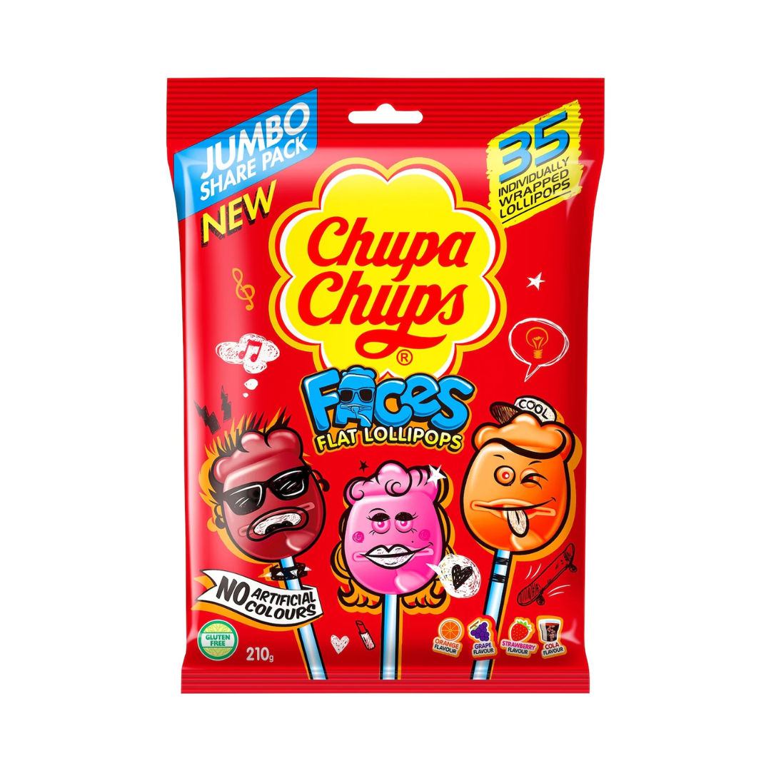 Chupa Chups Faces Flat Lollipops 210g