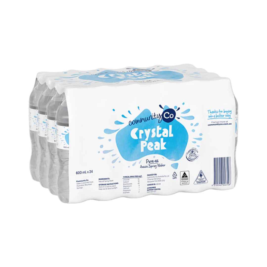 Community Co Crystal Peak Natural Spring Water 600ml x 24