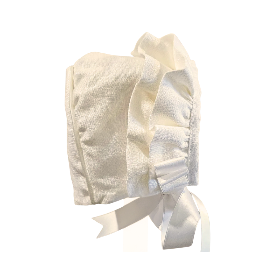 Cream Double Ruffle Roberta Bonnet 6-9 months