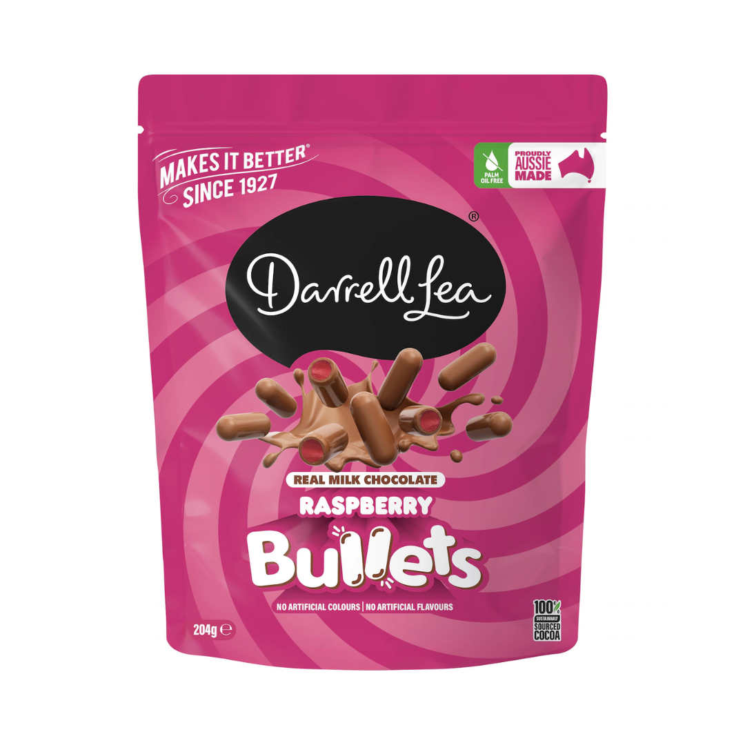 Darrell Lea Bullets Raspberry Milk 204g