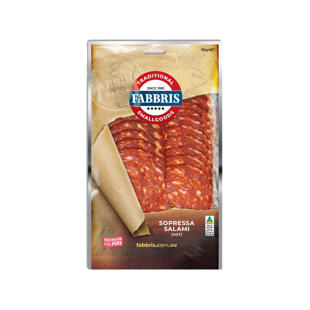 Fabbris Sopressa Salami Hot Sliced 150g