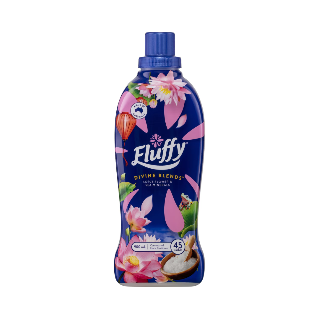 Fluffy Ultra Fabric Softener Divine Blends Lotus & Sea Minerals 900ml