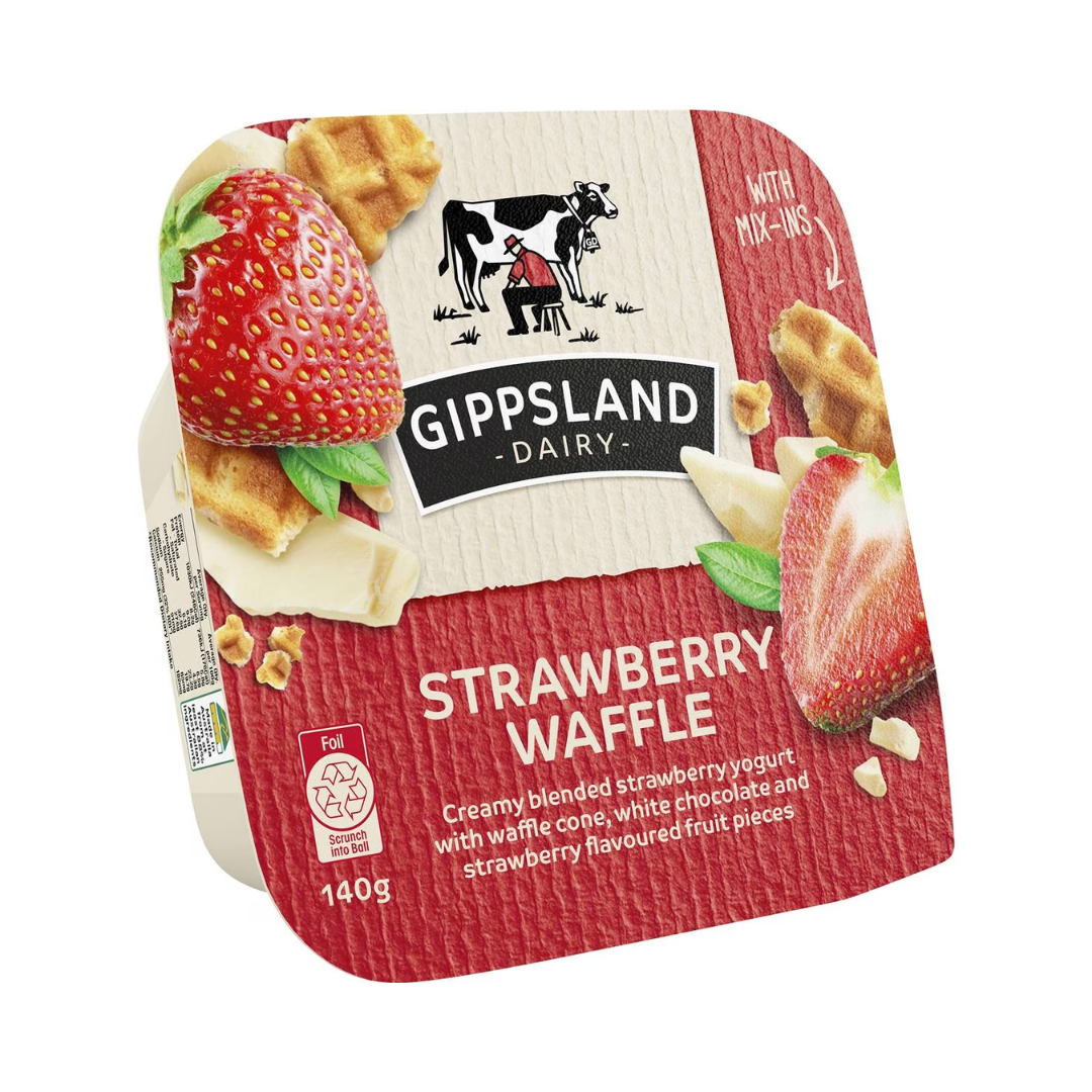 Gippsland Strawberry Yoghurt With Waffle 140g