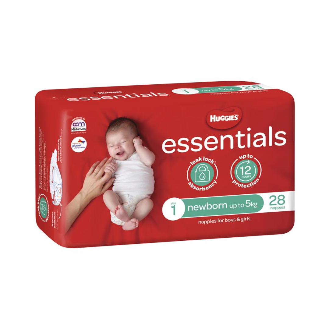 Huggies Essential Nappy Newborn Size 1 Up To 5kg