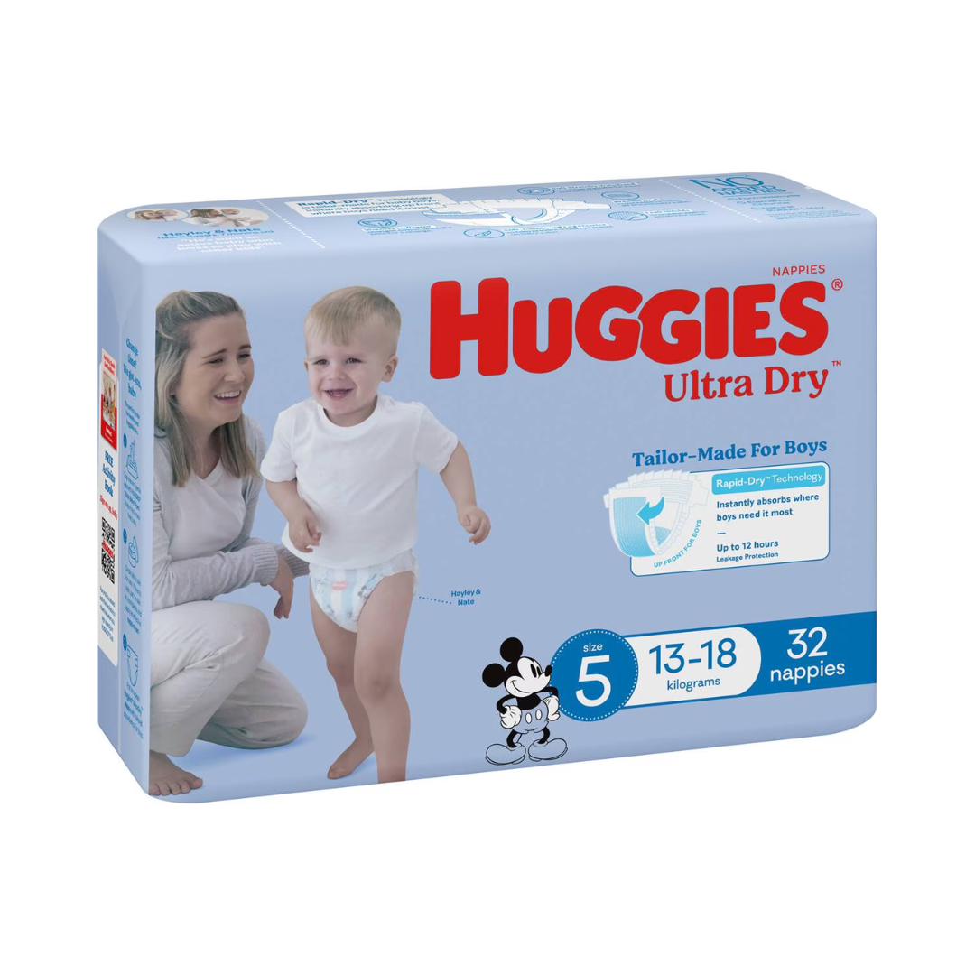 Huggies Ultra Dry Nappy Boy Size 5 13-18kg 32 Pack