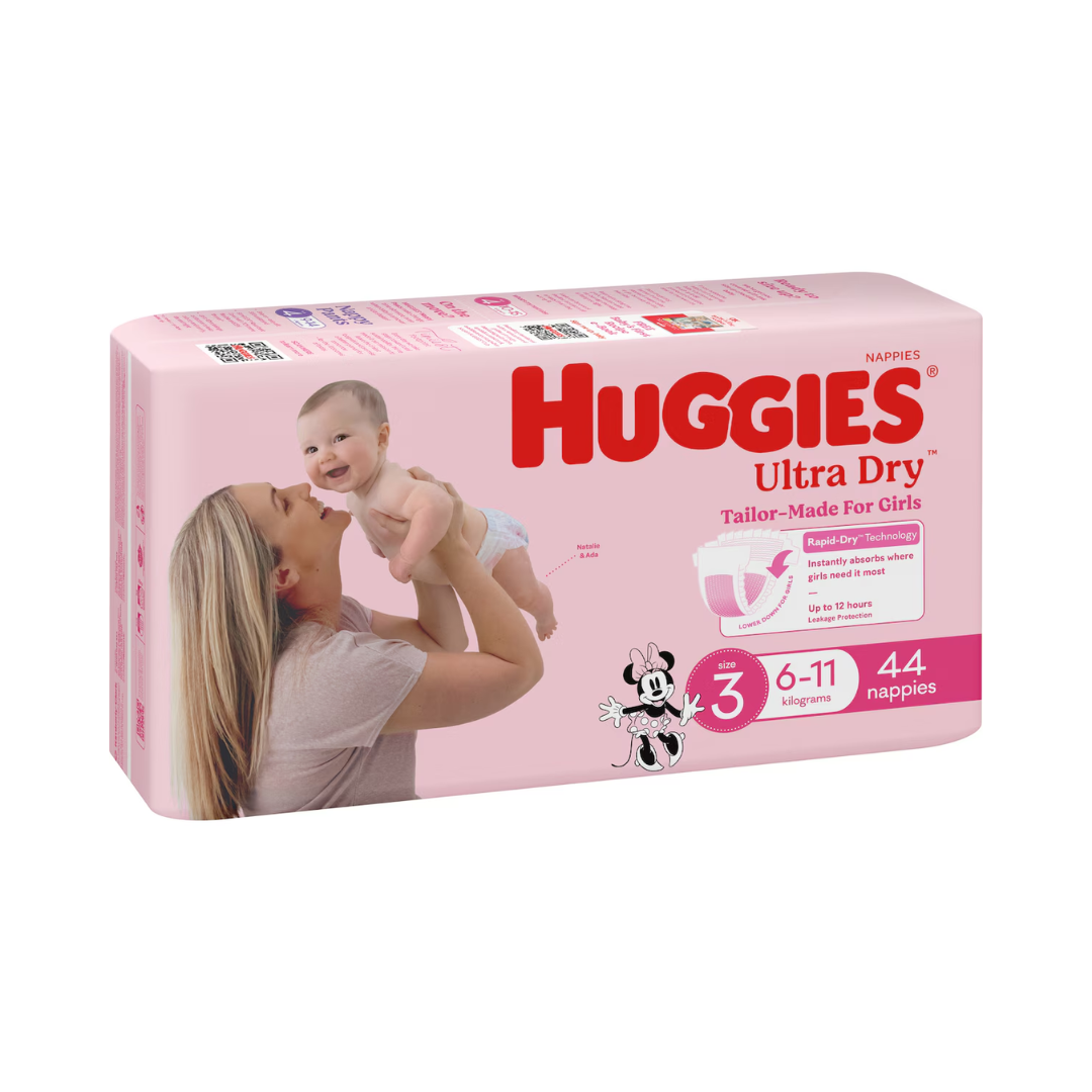 Huggies Ultra Dry Nappy Girl Size 3 6-11kg 44 Pack
