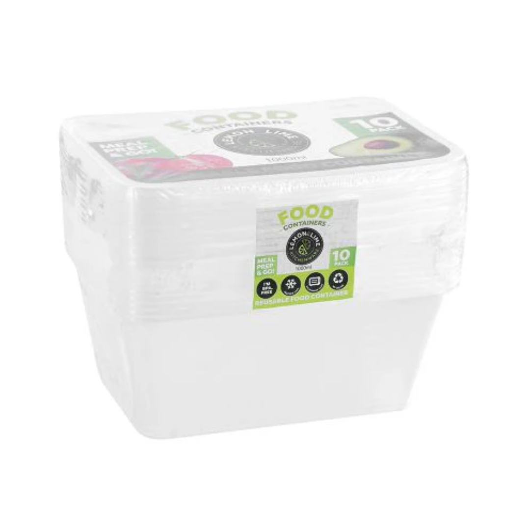 Lemon & Lime Disposable Food Container 1000ml 10 Pack