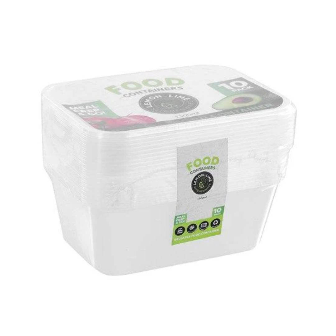 Lemon & Lime Disposable Food Container 1500ml 10 Pack