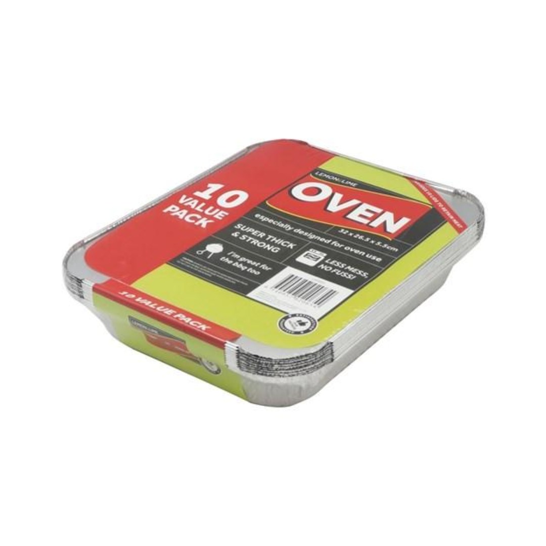 Lemon & Lime Foil Container with Lid 32 x 26.5 x 5cm 10 pack