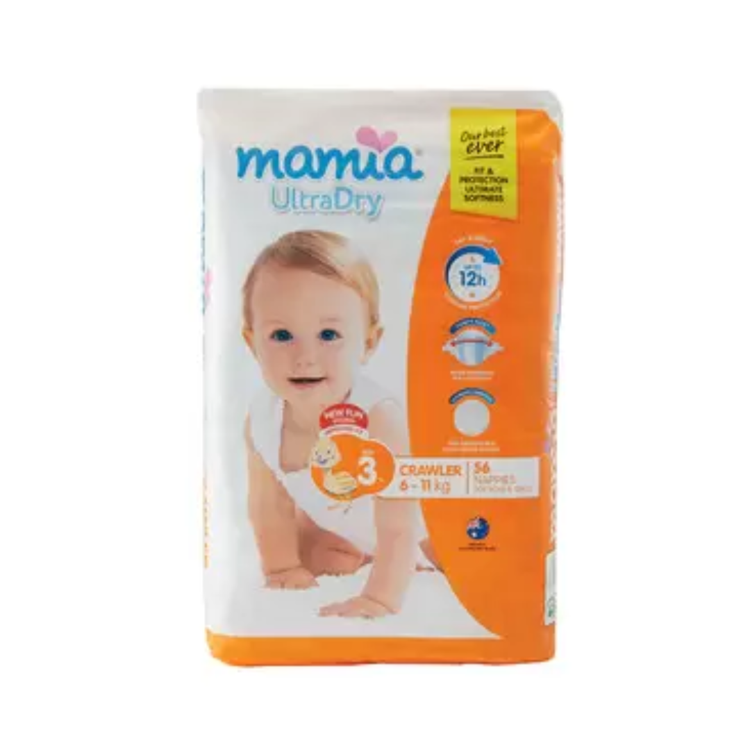 Mamia Ultra Dry Nappies Crawler Size 3 6-11kg 56 Pack