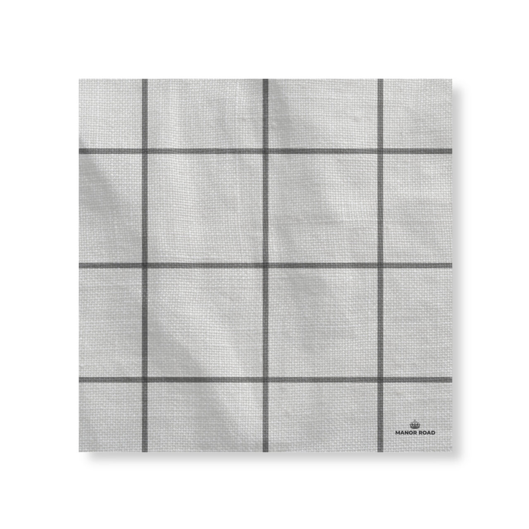 Manor Road Cheese Board Presentation Black & White Check Linen 8 Pack