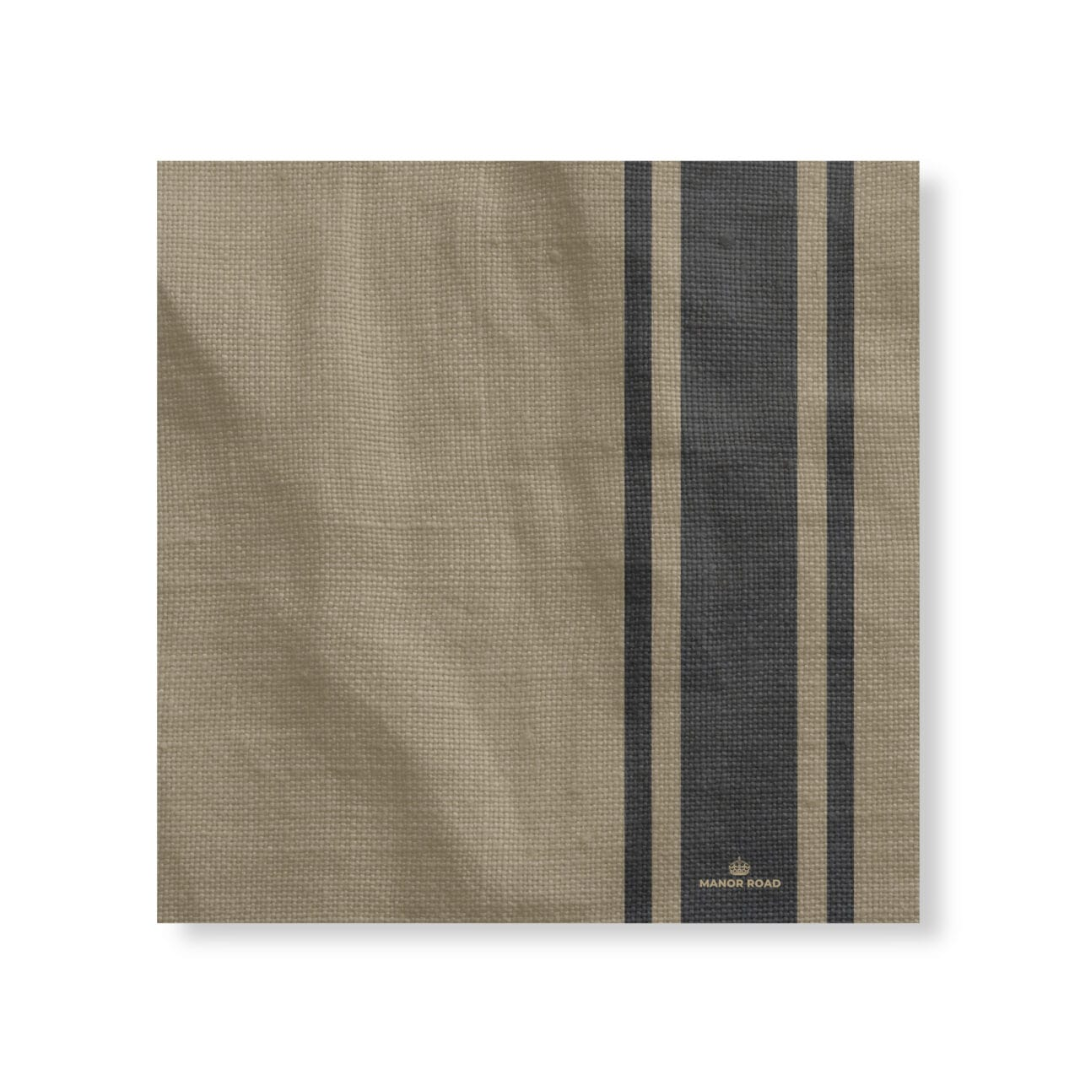 Manor Road Cheese Board Presentation Coffee Stripe Linen 8 Pack