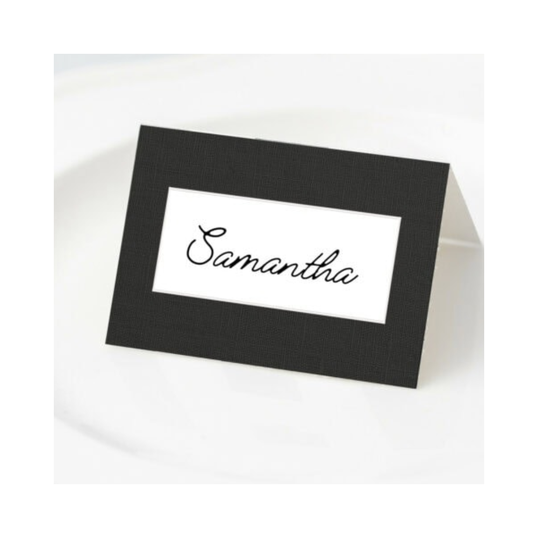 Manor Road Place Cards Linen Black 45 Pack
