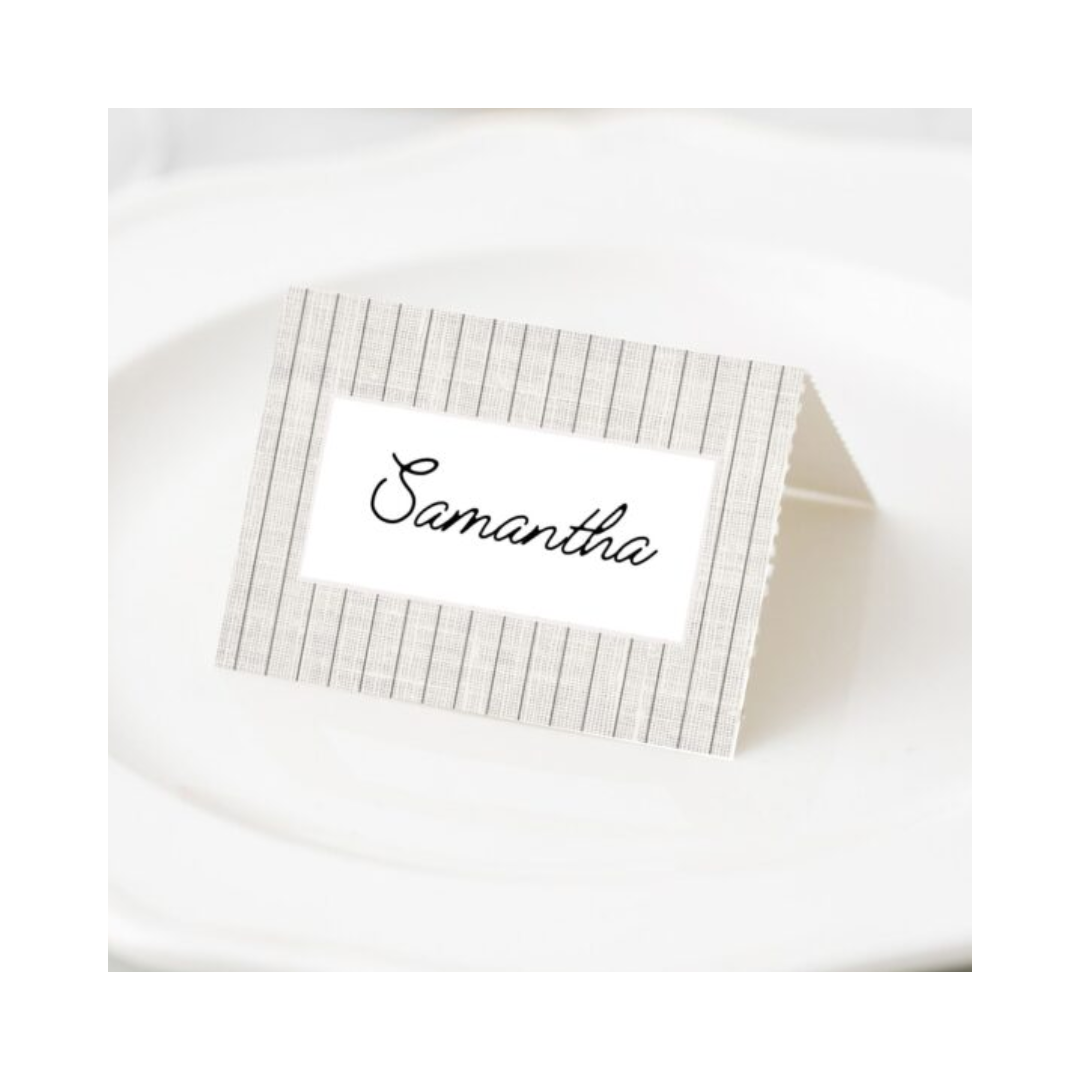 Manor Road Place Cards Linen Pinstripe 45 Pack