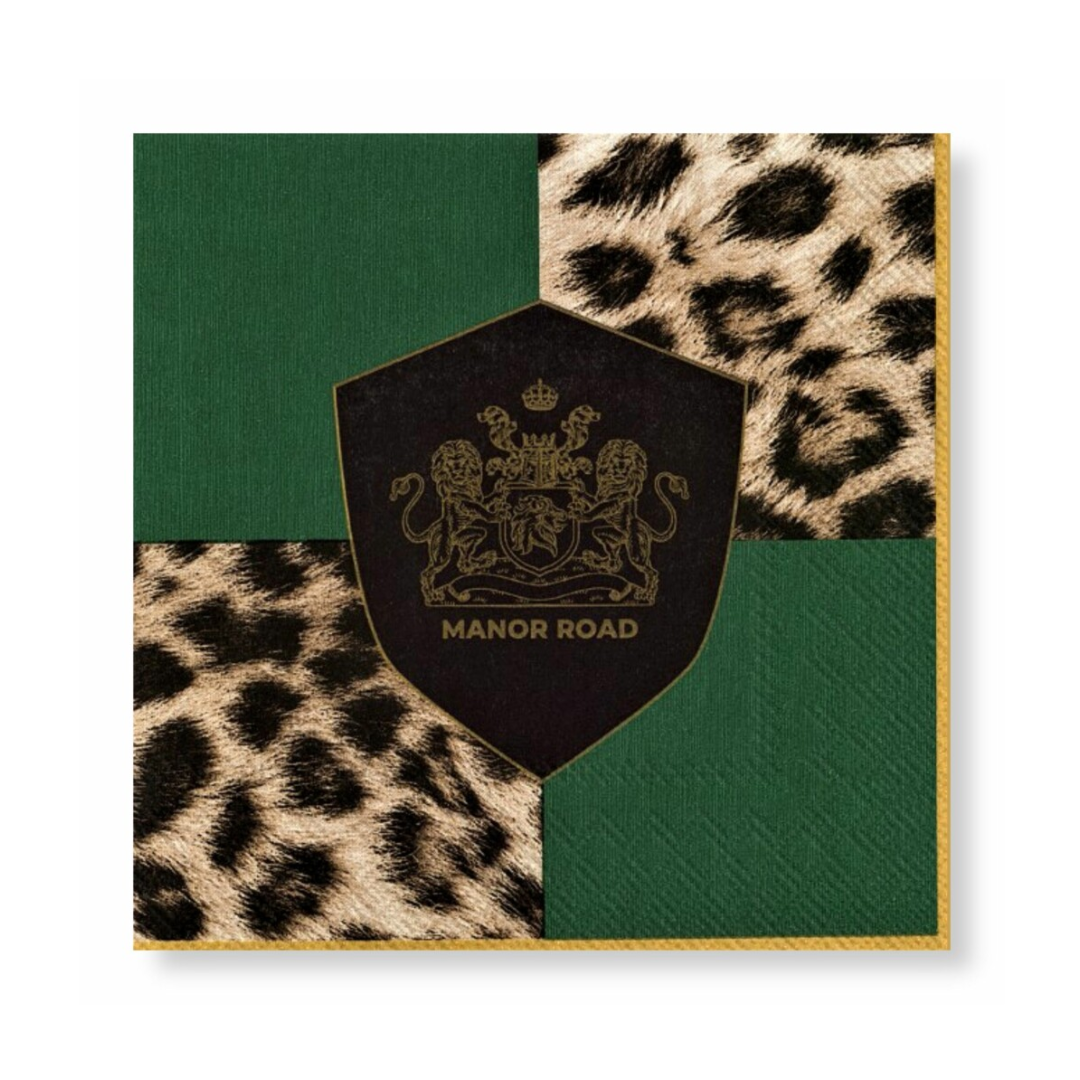 Manor Road Serviette Lunch Checkerboard Leopard