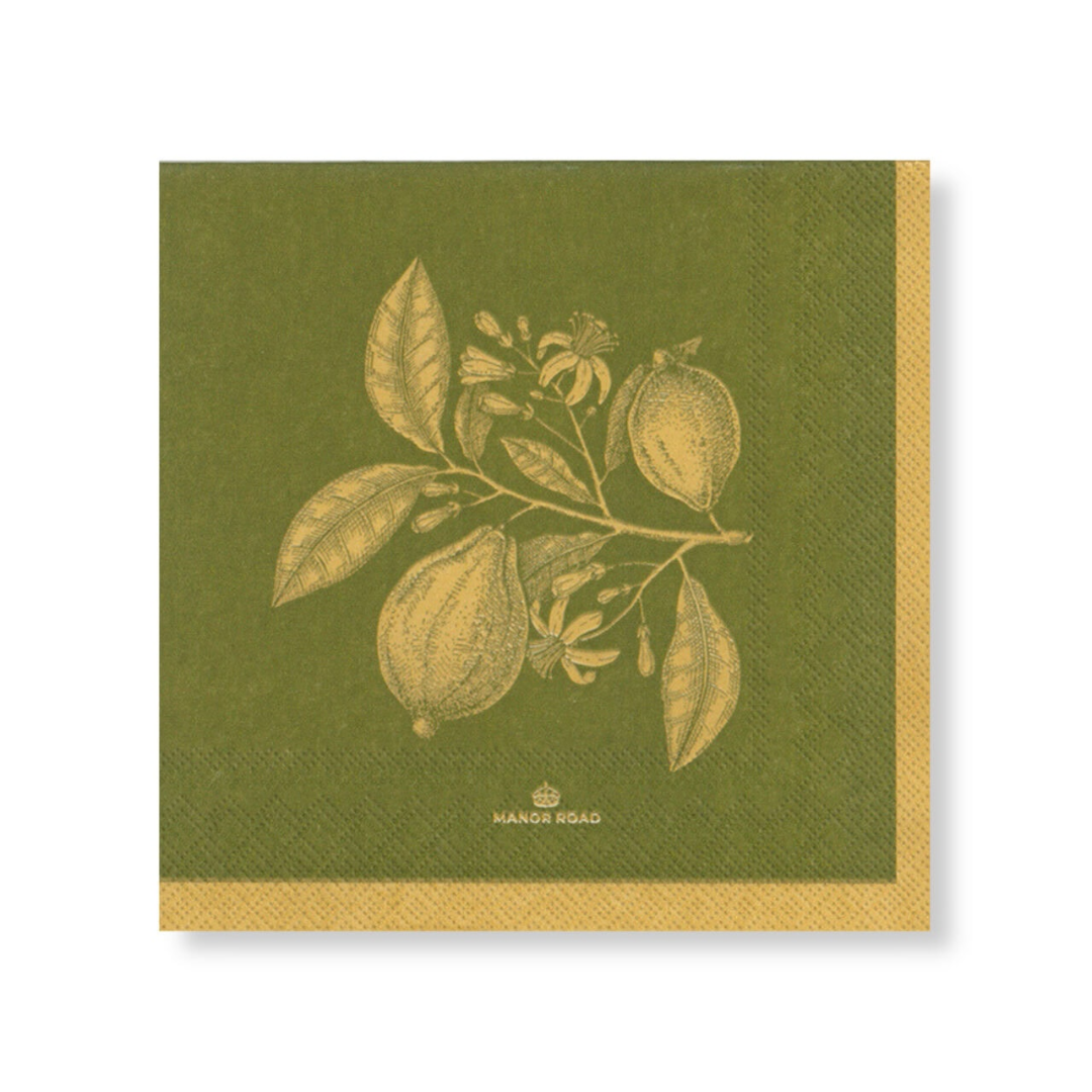 Manor Road Serviette Lunch Lemon Green Gold
