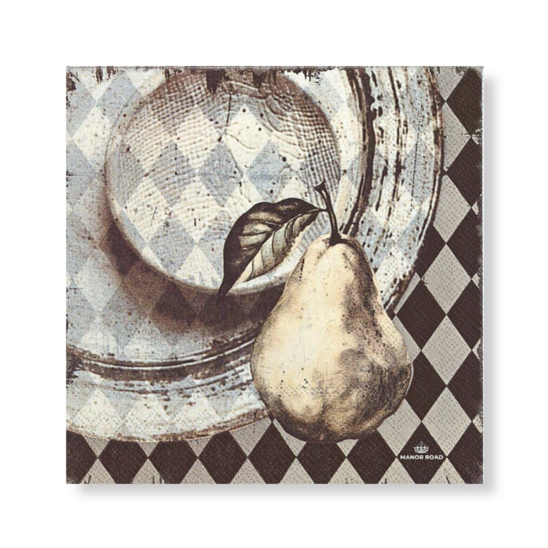 Manor Road Serviette Cocktail Pear & Plate