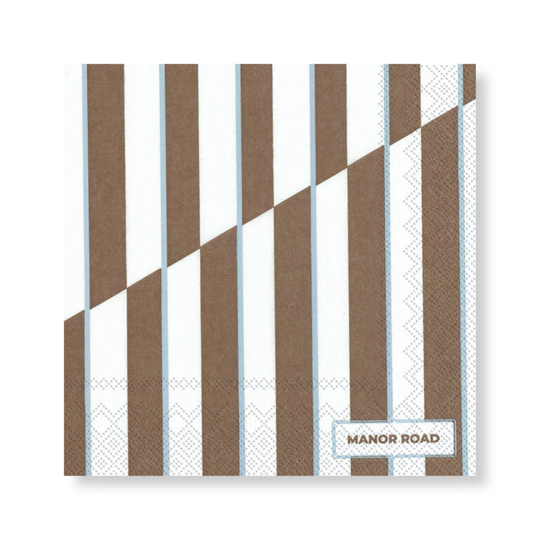 Manor Road Serviette Cocktail Toffee Stripe