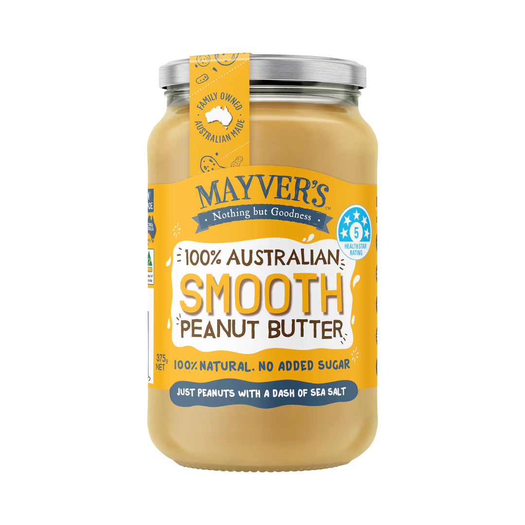 Mayver's Natural Peanut Butter Smooth 375g