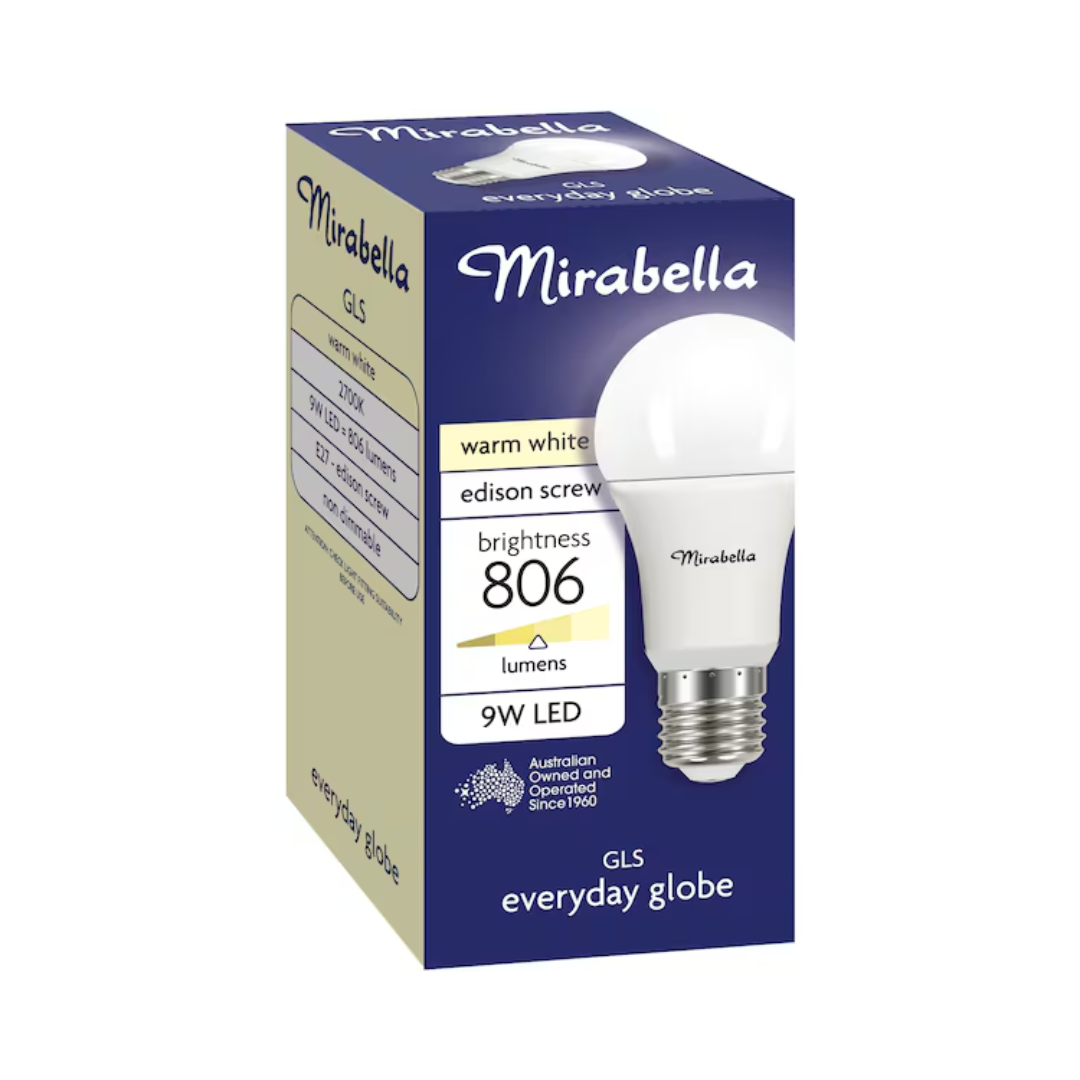 Mirabella 9W Screw Globe Warm White LED 8061m 1 Pack