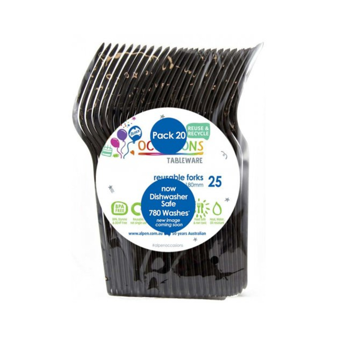 Occasions Reusable Fork Black 20 Pack