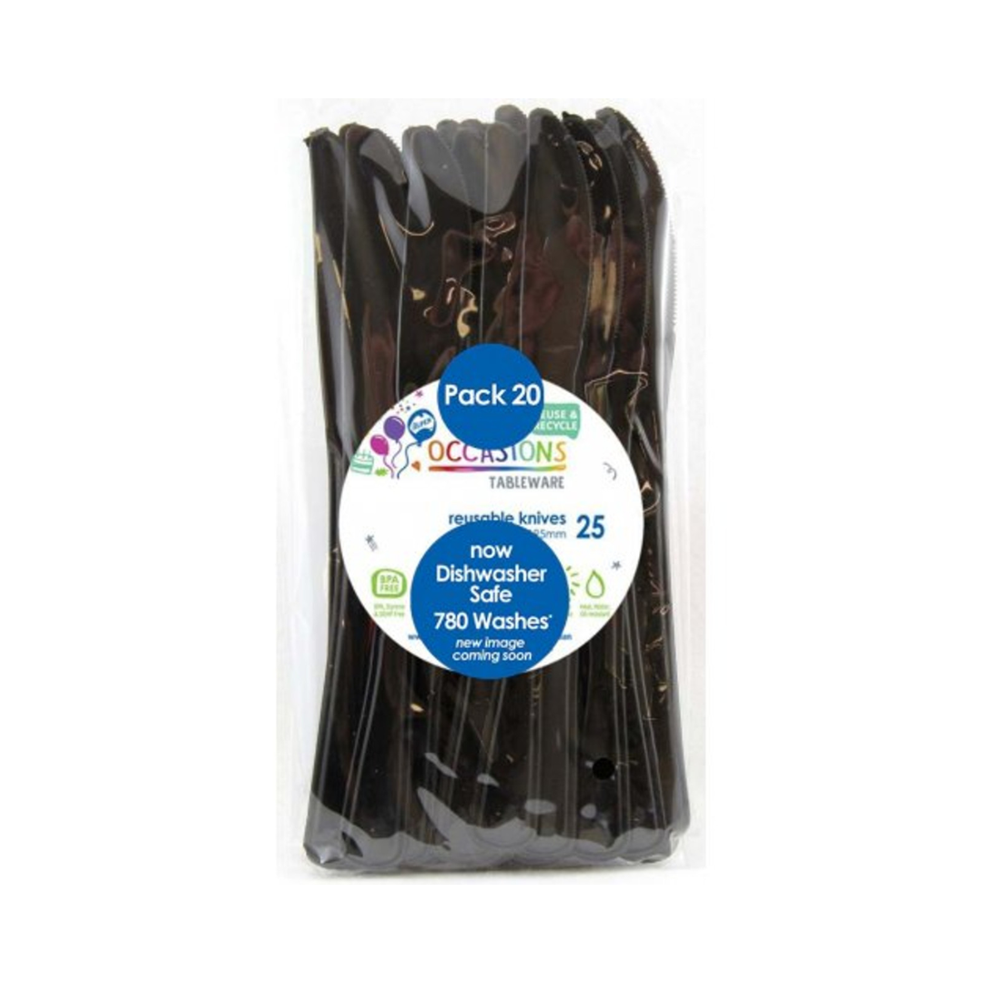 Occasions Reusable Knives Black 20 Pack
