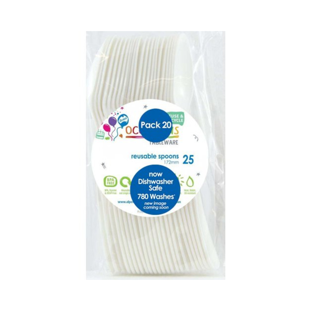 Occasions Reusable Spoons White 20 Pack