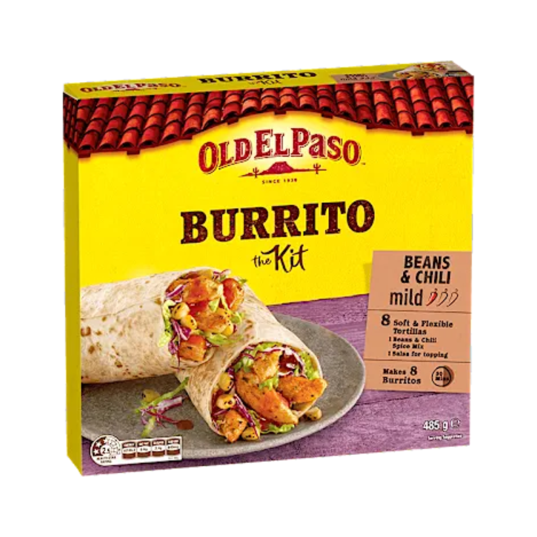 Old El Paso Burrito Kit Beans & Chili 485g