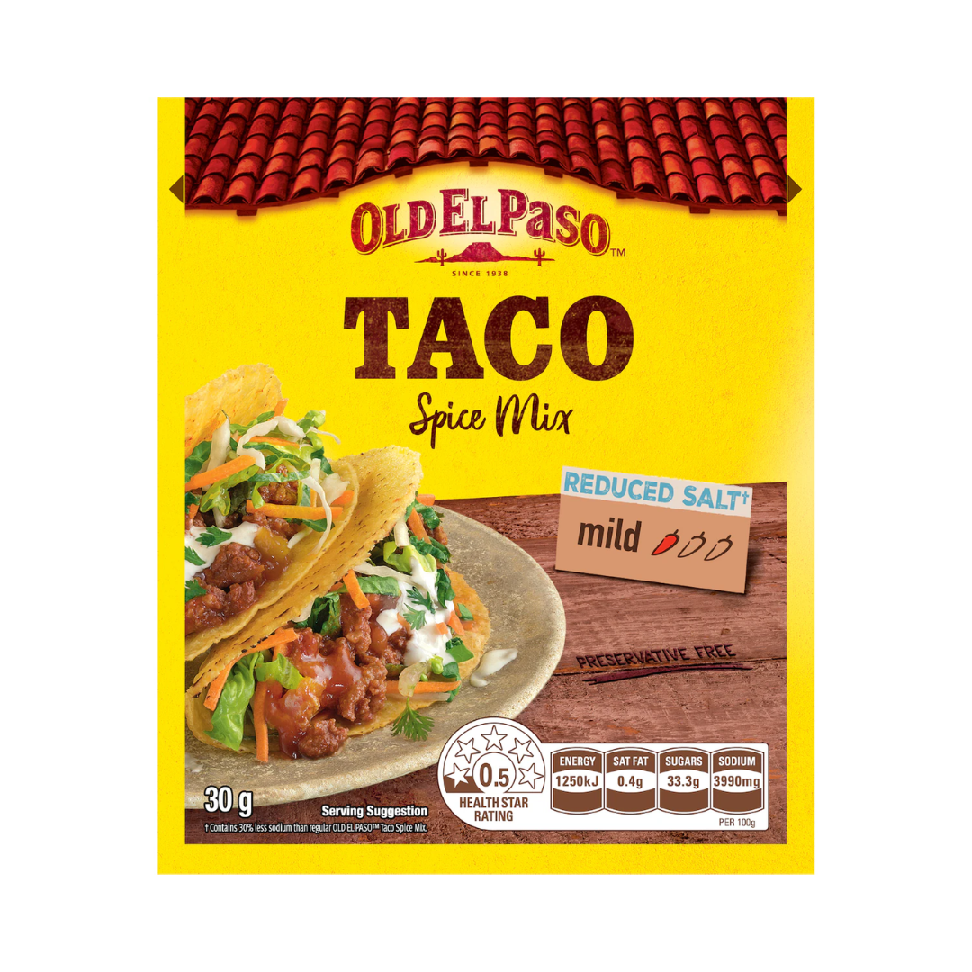 Old El Paso Taco Spice Mix Reduced Salt 30g