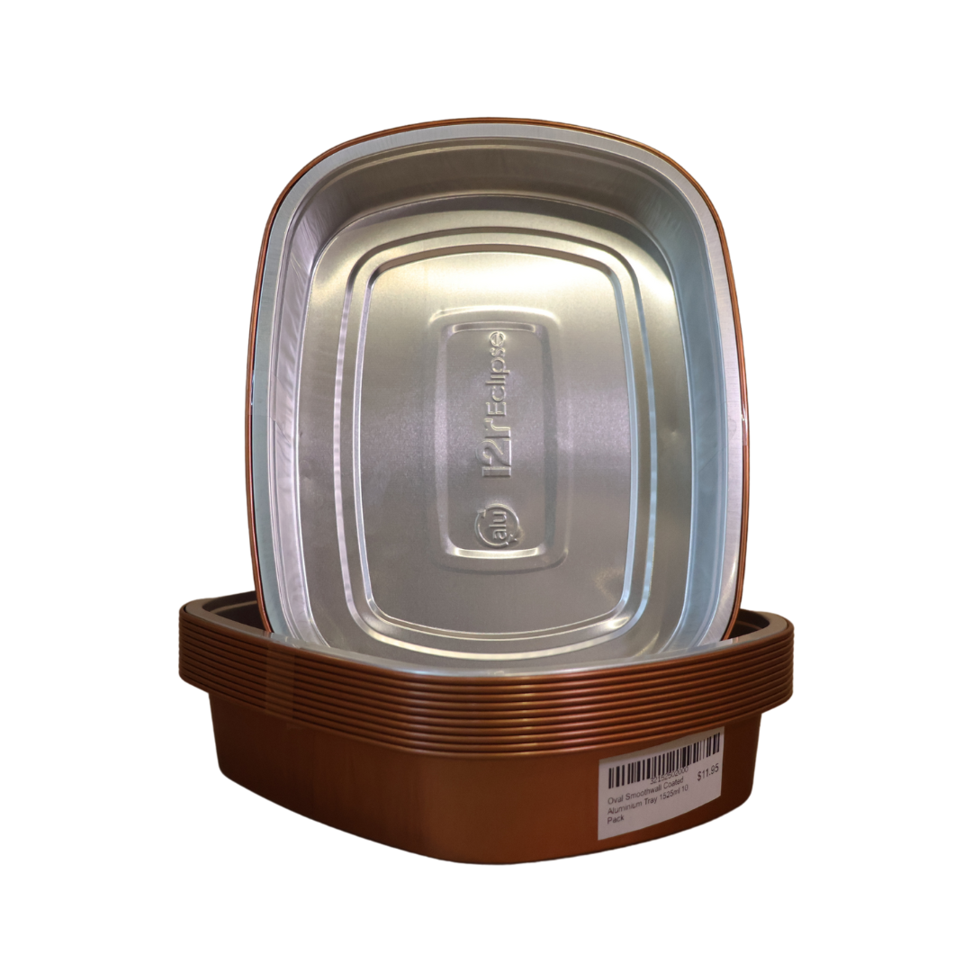 Oval Smoothwall Coated Aluminium Tray 1525ml 10 Pack