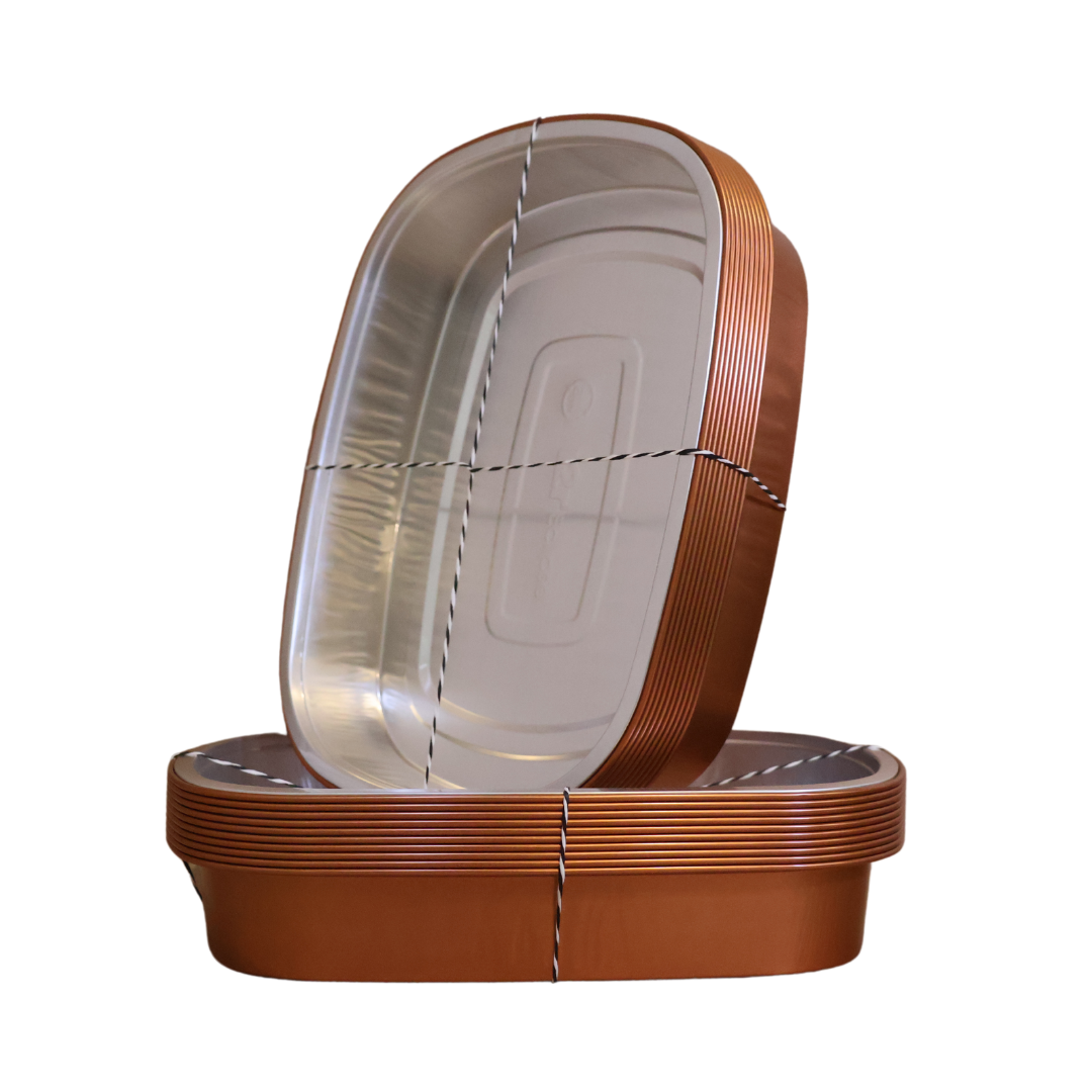 Oval Smoothwall Coated Aluminium Tray 2040ml 10 Pack