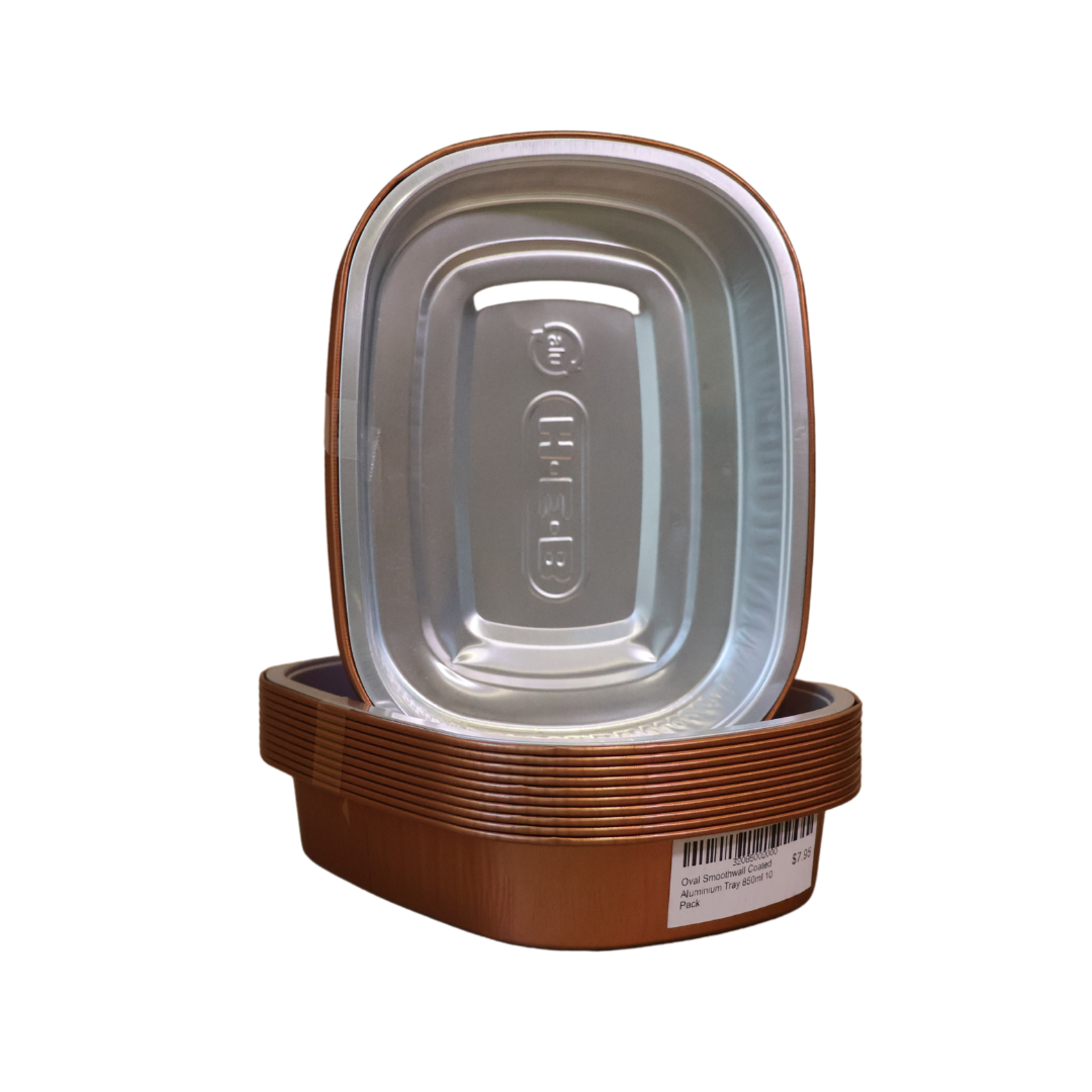 Oval Smoothwall Coated Aluminium Tray 673ml 10 Pack