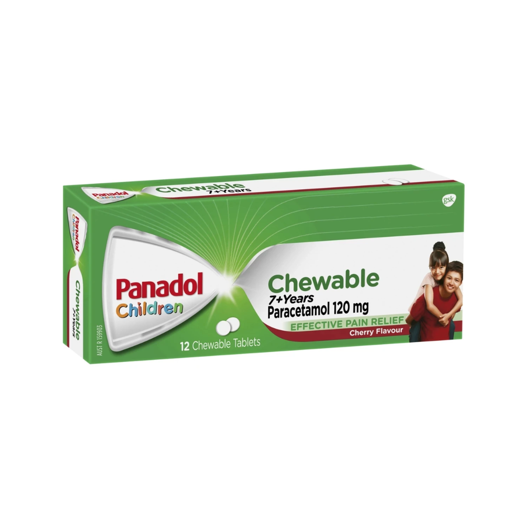 Panadol Childrens Chewable Tablets Cherry Flavour 12 Pack