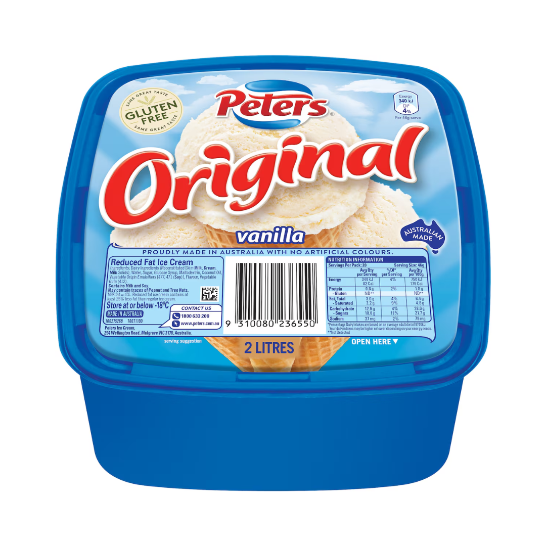Peters Original Vanilla Ice Cream GF 2L