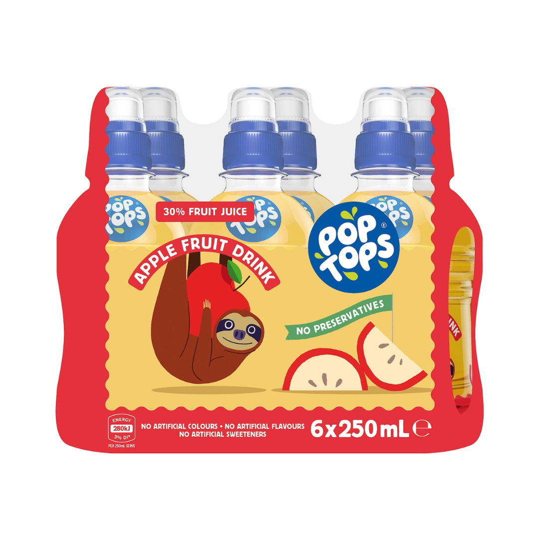 Pop Tops Fruit Drink Apple 6 x 250ml