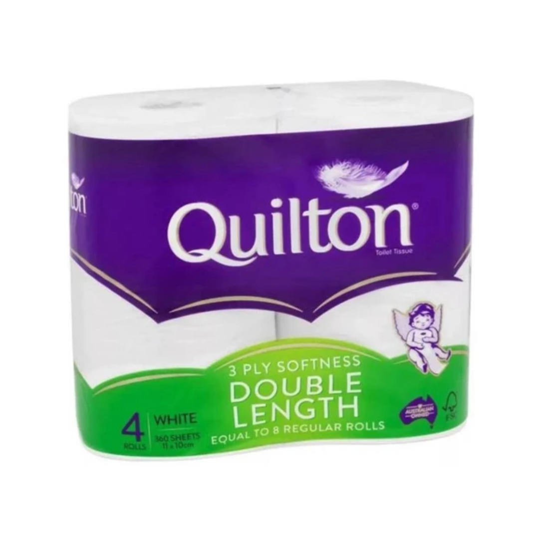 Quilton 3ply 4pk Double Length Toilet Tissue