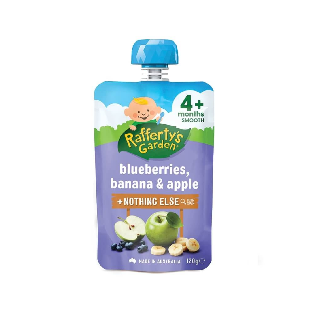 Rafferty's Garden Smooth Baby Food Blueberries, Banana, Apple 4 Months+ 120g