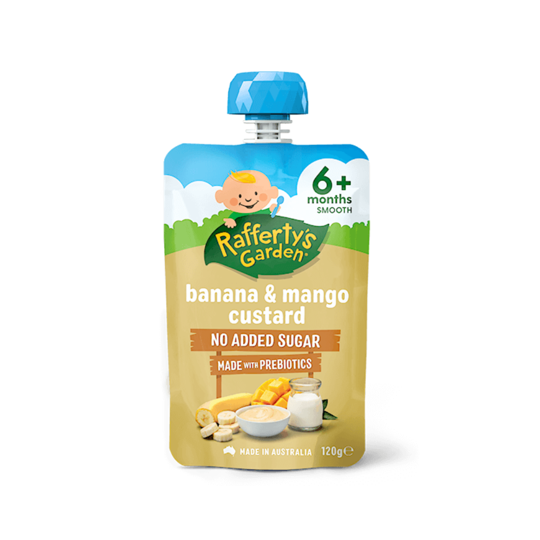 Rafferty's Garden Smooth Baby Food Banana & Mango Custard 6 Months+ 120g